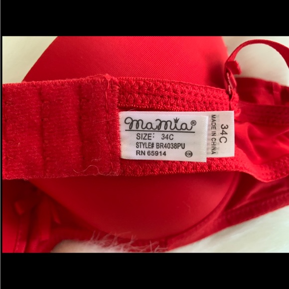 MaMia Women’s Padded Pushup Underwire Red Bra NWOT Size 34C - Picture 5 of 7